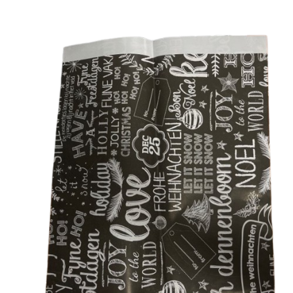 Zakken Kerst teksten grijs 27x33m p/24st 