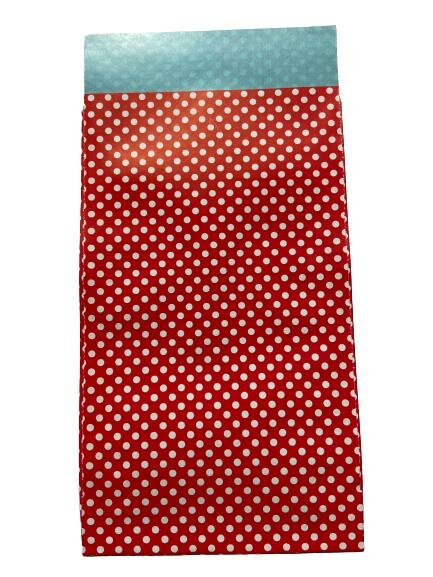 Zakken rood/wit/blauw stip 7x13cm p/5st