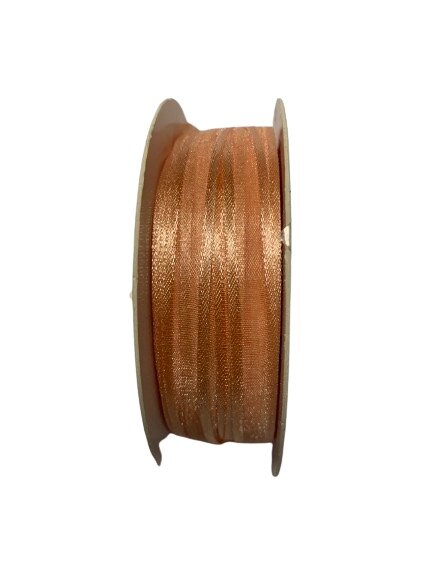 Lint zalm roze satijn 10mm p/mtr met edge Organza 