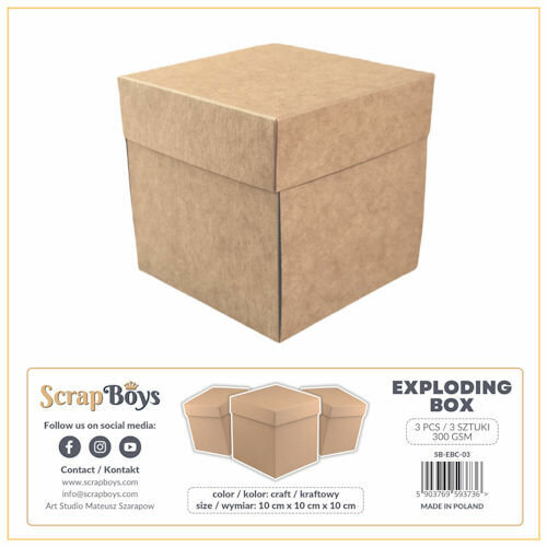 Exploding Box kraft 10x10x10cm p/3st