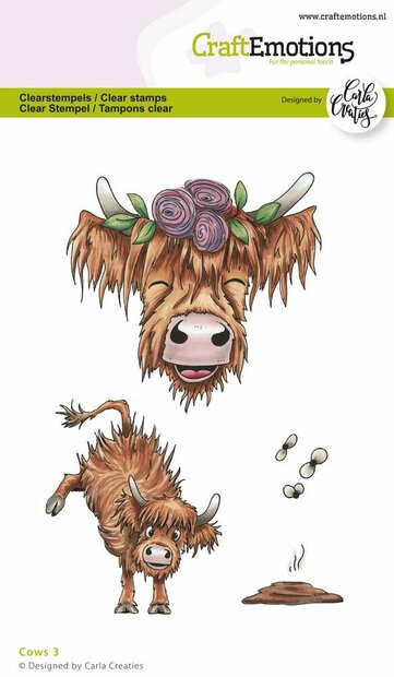 Clear stamps A6 cows 3 hooglander meisje p/st