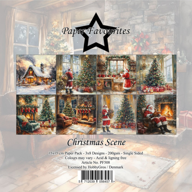 Paper pad 15x15cm Christmas scene p/24vel