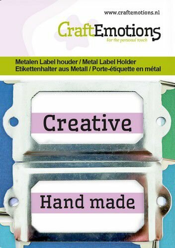 Metalen label houder groot zilver 32x70mm p/2st