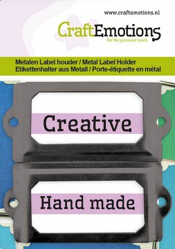 Metalen label houder groot zwart 32x70mm p/2st