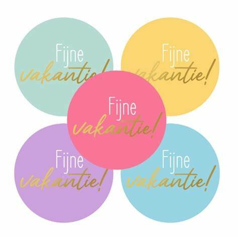 Sticker fijne vakantie oranje/roze Assorti 50mm p/20st pastel