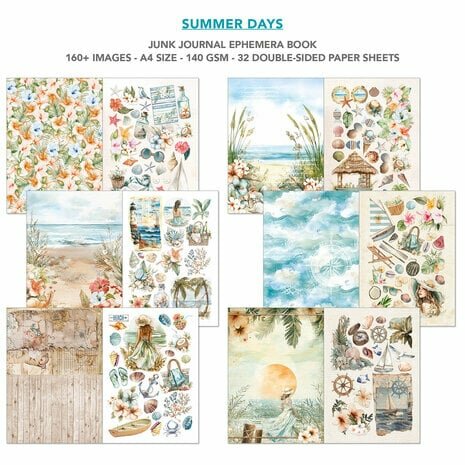 Summer Days A4 Junk Journal Ephemera Book p/32vel