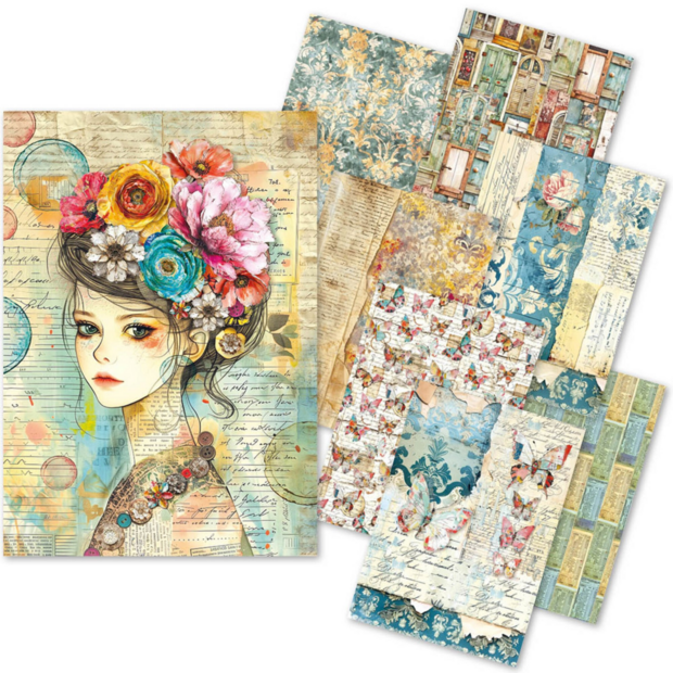 Quintessential Craftmix Mixed A5 Paper Pack p/8vel
