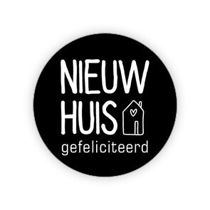 Sticker nieuw huis gefeliciteerd 35mm p/20st zwart