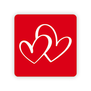 Stickers hart 2st vierkant p/20st rood