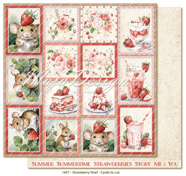 Scrappapier Strawberry - To cut out plaatjes 30.5x30.5cm p/vel 