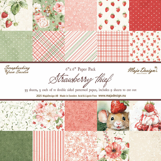 Paper pad 15x15cm Strawberry Thief p/33vel 