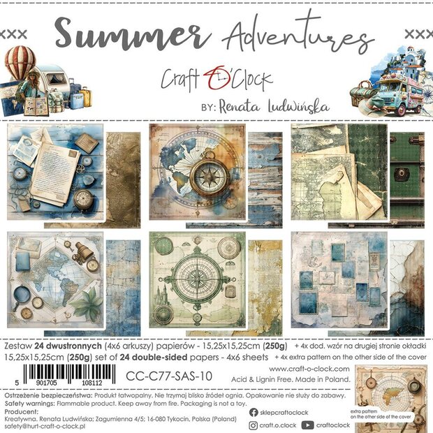 Paper pad 15.2x15.2cm Summer Adventures p/24vel