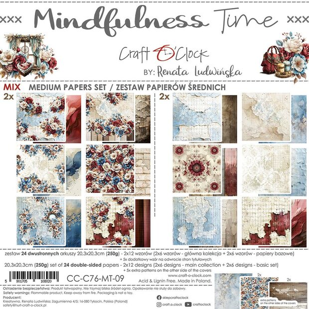 Mix paper pad 20.3x20.3cm Mindfulness Time p/24vel
