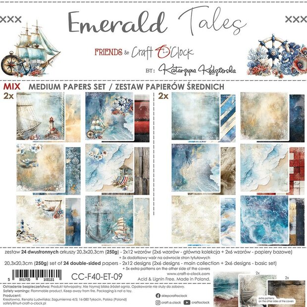 Mix paper pad 20.3x20.3cm Emerald Tales p/24vel