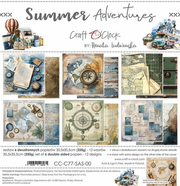 Paper pad 30.5x30.5cm Summer Adventures p/6vel