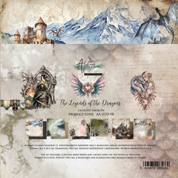 Paper pad The legends of the Dragons 20x20cm p/12vel