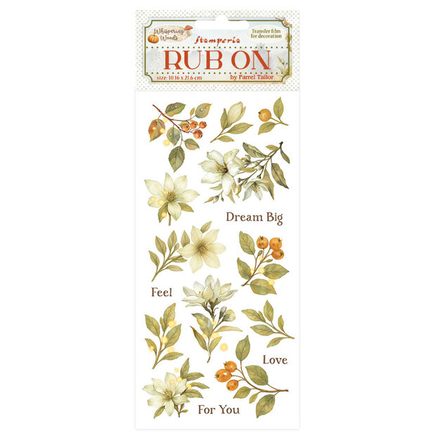 The Whispering Woods Rub-On 10x21cm bloemen en takjes