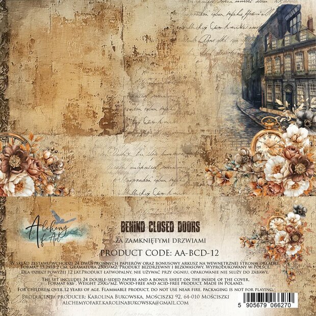 Paper pad Behind Closed Doors 15x15cm p/24vel