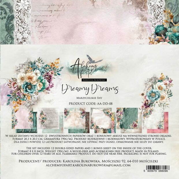 Paper pad Dreamy Dreams 20x20cm p/12vel