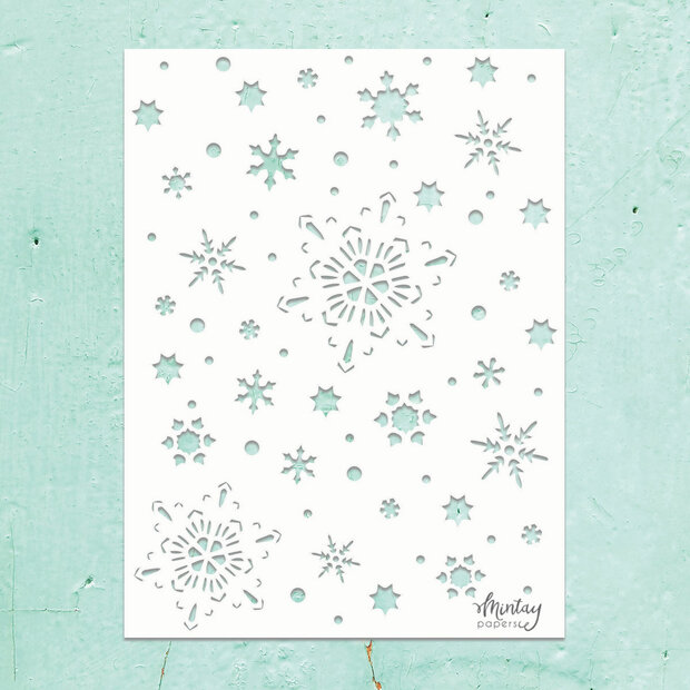 Stencil kerst sneeuw sterren 15x15cm p/st
