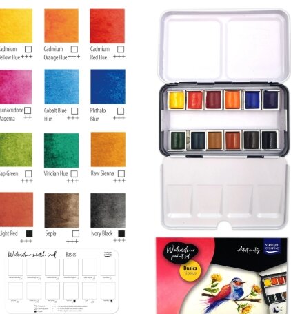 Vaessen Creative &bull; Aquarelverf Set basics 12 kleuren p/set