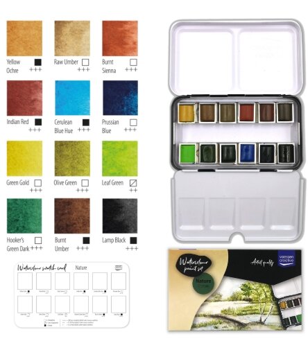 Vaessen Creative &bull; Aquarelverf Set natuurkleuren 12 kleuren p/set