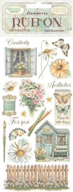 Daisy Art Rub-On 10x21cm gele daisy