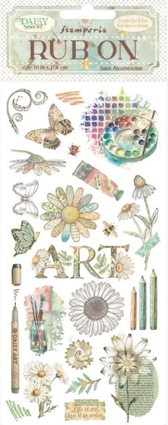 Daisy Art Rub-On 10x21cm  Life is Art Live it in Colour palet