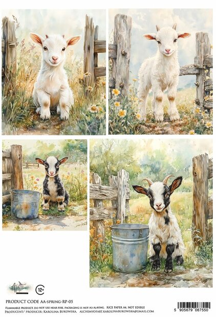 Rice Paper SPRING vierkante plaatjes beest A4 p/vel 