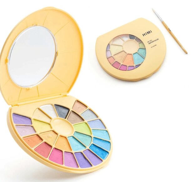 HIMI Watercolor Aquarelverf set van 24 Metallic kleuren + penseel p/st