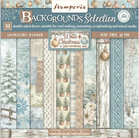 Paper pad 20x20cm White Christmas by Cristina Radovanp/10vel background