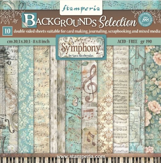 Paper pad 20x20cm Symphony by Sara Alcobendas p/10vel background