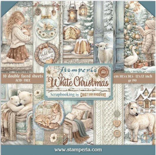Paper pad 30.5x30.5cm White Christmas by Cristina Radovan p/10vel