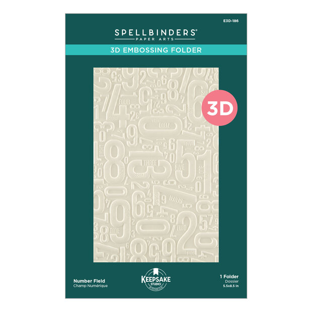 Turn the Page 3D Embossing Folder Number Field by Esther Glas p/st