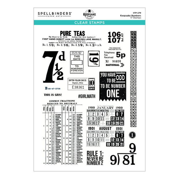 Clear Stamp Set Turn the Page Keepsake Numbers by Esther Glas p/set