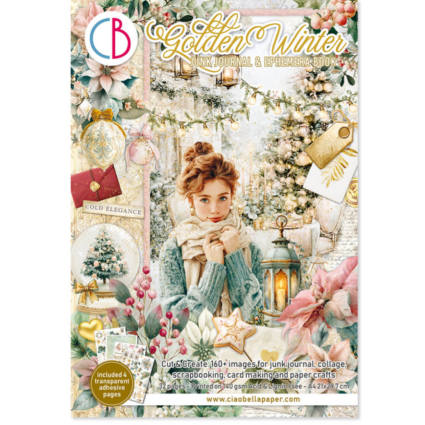 Golden Winter A4 Junk Journal Ephemera Book p/32vel
