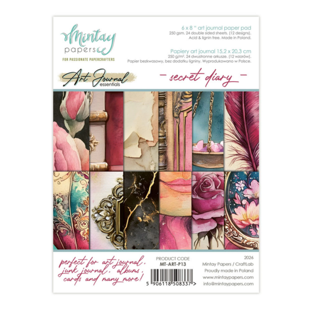 Art Journal Paper Pad 15x20cm Secret Diary p/24vel