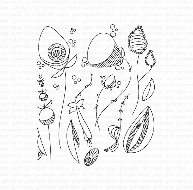 Stamp fantasie bloemen a6 93x110mm p/st