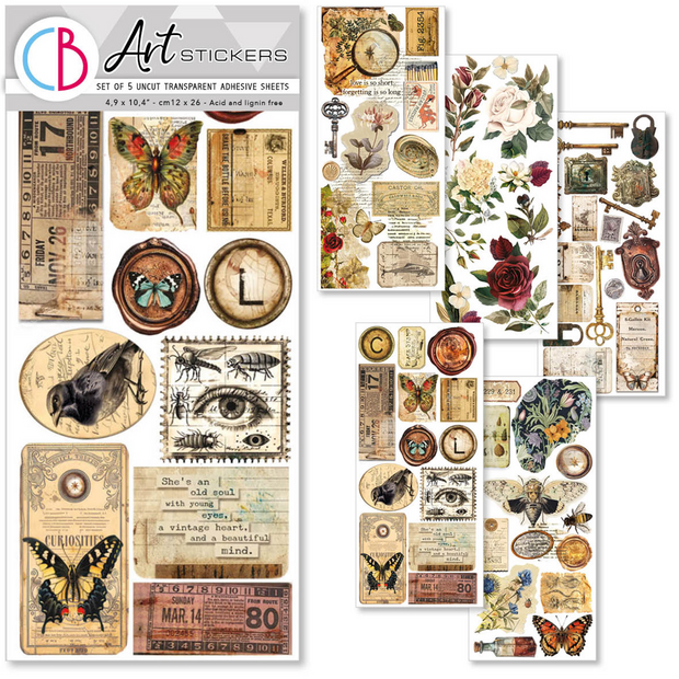 Art Stickers Cabinet of curiosities transparent adhesive sheets p/5vel