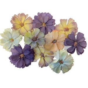 Bloemen met stamper 4.5cm p/9st assorti lichte vintage